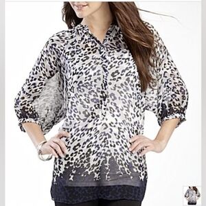 Women's Leopard Print Sheer Blouse